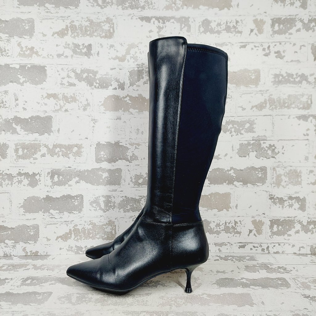 New Kenneth Cole Reaction Women's Blossom Black 50/50 Mid-Heel Boots M91